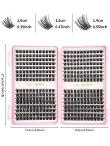 384pcs/Set D捲假睫毛簇，睫毛手冊，睫毛長度8-16mm，可自定義組合，自然蓬鬆貓眼效果假睫毛簇，假睫毛簇，單根假睫毛，假睫毛，假睫毛 - D - 查看 3