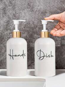 2 件 17 盎司洗手液分配器空乳液泵瓶，可再填充液体洗洁精瓶，适用于浴室、厨房水槽 - 白色 - 查看 2