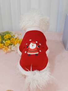 Pet Dog Christmas Santa Claus Fleece Sweatshirt, Outdoor Wear For Small Cats And Dogs