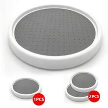 1-Piece Kitchen Turntable Multi-Functional Countertop Condiment Bottle Storage Rack (Soy Sauce, Vinegar) Storage Tray, 360° Rotating Storage Rack - Grey - View 4