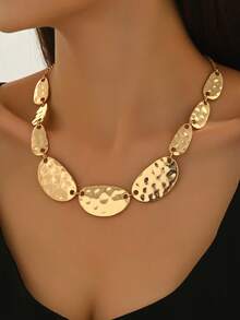 1pc Exaggerated And Simple Geometric Hammer Pattern Necklace, Western Fashion