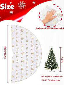 48Inches Christmas Tree Skirt , Holiday Part Decorations For Christmas Tree, White Faux Fur Tree Skirts With Gold Sequin Snowflakes Soft Plush Xmas Tree Decorations - Golden Snowflakes - View 12