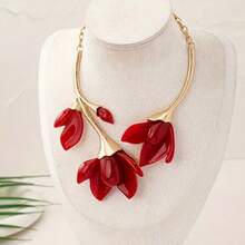 1pc Vintage Bohemian Exaggerated Metallic Magnolia Flower Resin Elegant Accessory, Suitable For Holidays, Birthdays, Dates, Balls, Parties, Vacations, Outings - Magnolia - View 6