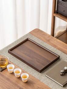 1 件木制托盘，木制茶盘，适用于咖啡馆、茶馆、餐厅、家庭使用，可容纳咖啡杯、茶杯、蛋糕、水果、寿司、饮料、牛排、披萨、甜点、面包 - 咖啡棕 - 查看 2