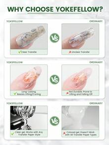YOKEFELLOW 16ML NAIL ART FOIL GLUE With Good Viscosity & Strong Adhesion, Foil Transfer Gel For Nails Stickers Transfer, Nail Art Gel Nail Polish Soak Off LED Lamp And Women For Manicure DIY At Home Gifts. - 彩色 - 查看 3