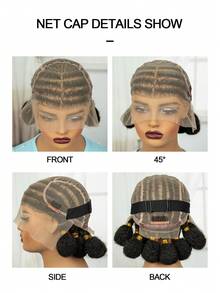 1ps 10 Inch Chic Full Lace Hand Knitted Wig With High Density Synthetic Hair For Party And Casual Wear