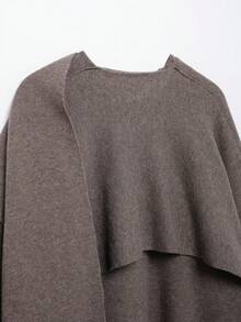 Damen Mode Lässig Poncho Stil locker Schal Dekor Strick Pullover Cardigan - Braun - Übersicht 8