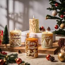 Moules en silicone thème de Noël - Moules en silicone pour sapin de Noël, renne, bonhomme en pain d'épices, moules en forme de cylindre de Noël DIY amusants pour résine, projets artistiques, moules à savon, moules de pierre d'aromathérapie cylindrique DIY Décoration, blanc, outil d'artisanat pour la fabrication de bougies 1 pièce Décorations de Noël Pyjamas de Noël Cadeaux de Noël Décoration de Noël