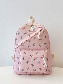 三件套休闲学院风蝴蝶印花背包套装，包含背包、午餐包、斜挎包和带笔记本电脑隔层的笔袋，配有可调节肩带、多口袋大容量多功能书包套装，适合女性/女孩/青少年/大学生/毕业生日常使用/度假/旅行/返校，可爱蝴蝶图案背包