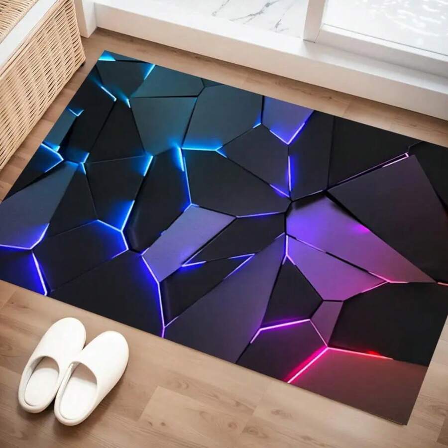 1pc Vibrant Geometric Pattern Doormat - Durable Polyester, Hand Wash Only - Suitable For Kitchen, Bedroom, Living Room, Bathroom And Patio Decor, Washable Area Rug