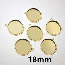 10pcs 8-30mm Inner Size Single Loop Stainless Steel Gold Color Pendant Cabochons Blank Base Tray DIY Jewelry Making Accessories Findings - Single Hanging - View 10