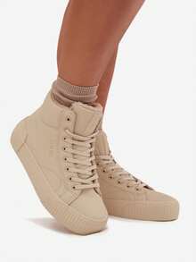 Women's Insulated Platform Sneakers By Big Star OO274794 White White Black Beige - Beige - View 10