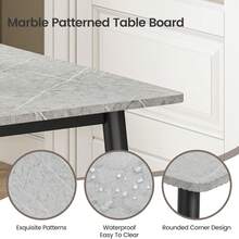 Dining Table And Chairs Set Of 6, 120CM Marble Effect Dining Table With 6 Faux Leather High Back Dining Chairs,Modern Dining Table Set For Home/Kitchen Office - Grey Table and 6 Black Chairs - View 6