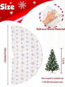 48Inches Christmas Tree Skirt , Holiday Part Decorations For Christmas Tree, White Faux Fur Tree Skirts With Gold Sequin Snowflakes Soft Plush Xmas Tree Decorations - Golden Snowflakes - View 14