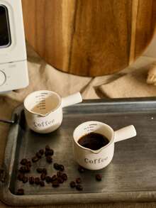 Cirelle 复古奶油色意式浓缩咖啡杯带刻度精致陶瓷咖啡量杯萃取杯小奶精学校用品返校 - 白色 - 查看 3