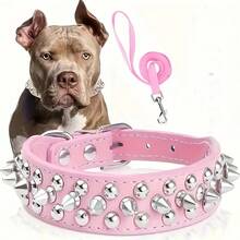 Ensemble de collier pour chien à pointes réglable avec laisse - Collier pour animaux de compagnie  clouté, durable et collier de dressage convenant aux chiens de taille moyenne à grande, pour la promenade en extérieur - Multicolore - Voir 16