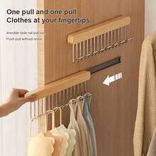 1 pieza Perchero de madera para cinturones - Accesorio de armario de madera resistente | 1 pieza Percha extensible con 8/12 ganchos | 12 pulgadas y 16.2 pulgadas para organizar ropa y cinturones en el armario