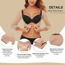 Arm Shaper For Women Posture Corrector Post Surgery Arm Lipo Compression Sleeves Slimming Arm Faja Front Closure Shapewear 3/4 Sleeve Crop Tops Nude - Màu be - Xem 2