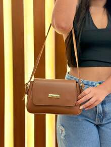 Bolsa De Ombro Bolsa Feminina Elegance Exclusiva Sa Bags - Caramelo - Visão 3