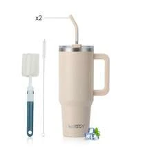 1pc WATERSY Travel Mug Coffee Cup 40oz/1182ML 30OZ/891ML 20OZ/591ML Tumbler Straw Lid And Handle, Stainless Steel Double Wall Vacuum Insulated Coffee Water Bottle Thermal For Cold Hot Coffee, Suitable For School, Camping And Hiking - Multicolor - View 15