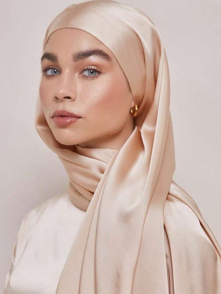 1pc Women Shiny Satin Glitter Hijab For Dress