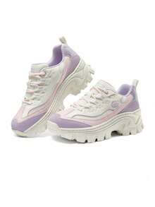 Zapatos deportivos de moda casual SKECHERS, con suela gruesa y plataforma retro, adecuados para estudiantes, regalos de cumpleaños, traslados de empleados, senderismo, actividades al aire libre, tenis gruesos 177233 - Morado - Ver 5