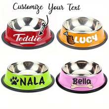 Customized Stainless Steel Pet Bowl With Non-Slip Bottom, Suitable For Small, Medium And Large Dogs, Customized Pet Name, Cat And Dog Food And Water Bowl Ornamental Stylish, Colorful, Cute, Contracted, Cuties Unique, Customized Home Goods Ideal Gifts For Her Her, Family, Friends, Pet Lovers, Pet For Anniversaries, For Birthdays, For Housewarming Ornamental,Pet Supplies,2025 Halloween Accessories,Personalized With Pet's Name