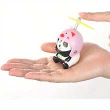 1pc Panda Rubber Motorcycle Handlebar Decoration With Rotating Helmet - Motorcycle And Bicycle Handlebar Accessories - one-size - View 7