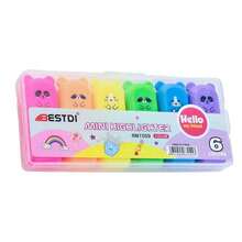 Bộ 4/5/6 bút dạ quang hình gấu nhỏ dễ thương, đầu bút vát màu pastel, đồ dùng học tập cho trường học và mẫu giáo. - Nhiều màu - Xem 19