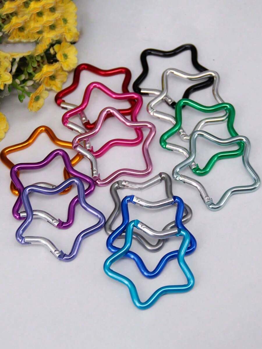 Aluminum Star-Shaped Carabiner, Creative Spring Clip Keychain, Outdoor Camping Hiking Accessory, Star Pendant, Jewelry, Decor, Travel Essential