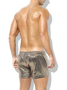 Men's Holographic Metallic Short Sparkly Shiny Short Pants Rave Outfit Hot Shorts With Pockets And Drawstrings - A5-grey-ck3118 - View 3