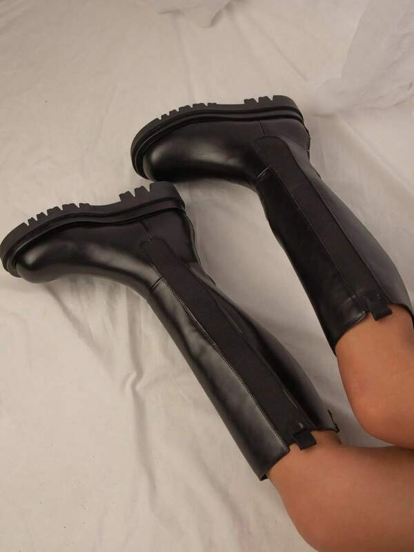 Bottes hautes, nouvelle collection automne/hiver 2025, bottes d'équitation  à tige haute et semelle épaisse affinante, bottes pour femmes