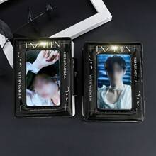 1 pezzo Semplice Portafoto Nero Sangue Scuro, Porta Card EN-HYPEN, Merch EN, Album, Raccoglitore Kpop in Materiale PU Lucido, Busta Portafoto 3-3,5 pollici, Libro Card Creativo con Simbolo Luna e Stella, Libro Card Esclusivo Star Chasing