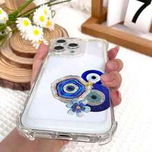 Blue Evil Eyes Agate Flower Starfish Element Design Shockproof Clear Phone Case , Space-Grade Transparent Cover For Ultimate Drop Protection - Suitable For IPhone17/IPhone17 Air/IPhone17 Pro/IPhone17 Pro Max/16 Pro Max/15 Pro Max/14 Pro Max/13 Pro Max/12 Pro Max,Birthday Present For Him/Her - Trong sáng - Xem 4