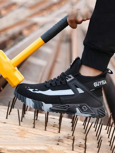 Unisex Versatile Casual Sports Shoes, Breathable Waterproof Anti-Crush Anti-Pierce Work Boots, Suitable For All Seasons