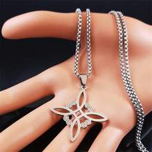 Stainless Steel Witch Knot Pendant Necklace For Women Men Silver Color Wicca Pagan Magic Chain Powerful Amulet Lucky Jewelry - Necklace - View 5