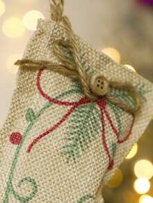 1pc Christmas Linen Pendant, Christmas Tree, Christmas Stocking, Ball, Five-Pointed Star Shape, Suitable For Christmas Party Decoration, Christmas Tree Hangings, Indoor Hangings For Living Room Bedroom Room Decoration Home Decor Christmas Decorations