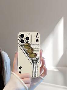 Wine Glass Pattern UV Printed Phone Case Compatible With IPhone 11 12 13 14 15 16 Pro Max XR X/XS 7 8 Plus Mini Best Mobile Phone Gift Birthday Gift Creative Simple - White - View 5