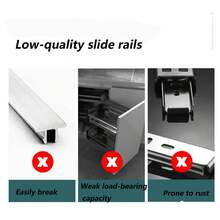 Rieles para cajones, - Rieles de cajón de plástico, rieles guía ranurados montados lateralmente para cajones de gabinete, mesas de noche, armarios y cómodas (2 piezas)