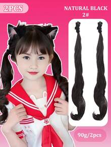 Extensión de cola de caballo con lazo, clip para el cabello, extensiones de cabello sintéticas para niños, peinado de moda fácil para bebés, niñas pequeñas y niños, regalo - Multicolor - Ver 15