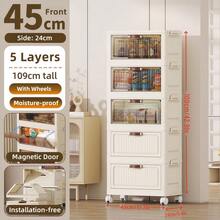 4/5/6-Tier Rolling Storage Drawer Cabinet ,Folds Flat For Storage,Foldable Storage Bins With Flip Doors Stackable Storage Cabinet For Wardrobe Closet, Bedroom, Living Room, Kitchen, Bathroom, Home Decor Storage Organizer For Toys, Clothes & Small Spaces, Waterproof And Moisture-Proof  Easy To Assemble,Dorm Room Essential And Apartment Saver - trắng - Xem 15