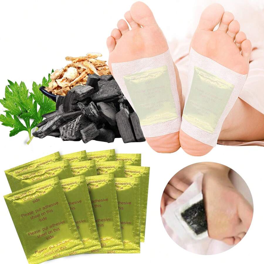 20/40片艾草生姜足贴，放松身心，改善睡眠质量。草本成分有助于缓解足部疲劳。深层清洁足贴，用于足部护理，自粘式足贴 - 彩色 - 查看 1