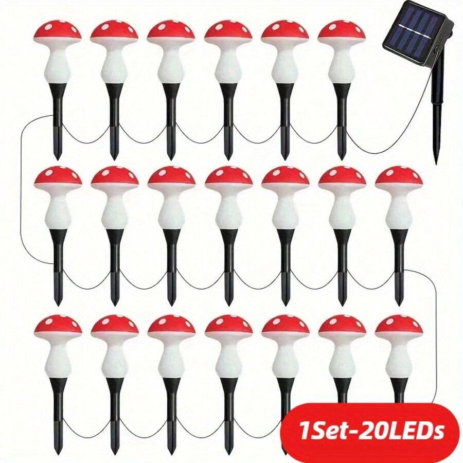 20/12/8pcs Outdoor Garden Corridor Lights, Solar Mushroom Lights Outdoor Decoration, Outdoor, Garden Path Landscape Courtyard Autumn Festival Path Lights Autumn Festival Holiday Decoration, Holiday Season, Thanksgiving, New Year Gift, IP44 Waterproof - 20PC LED燈 - 查看 1