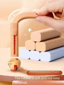 1 pieza/2 piezas Goma de borrar de oso Kabebe, Nezha, Ao Bing de dibujos animados lindos, retráctil, sin rastro, adecuado para estudiantes de primaria (1 carcasa exterior, 2 recambios)