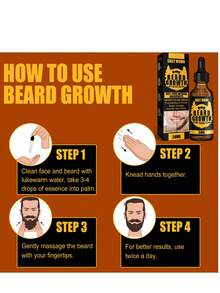 Men's Beard Growth Oil Natural Nourishing Formula For Thick Smooth Facial Hair Moisturizes And Strengthens Hair Follicles Reduces Itchiness And Irritation Stimulates Growth Promotes Well Groomed Mustache And Beard Perfect For Daily Use In Your Beard Grooming Routine - Multicolor - View 5