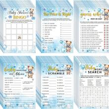 61pcs Blue Bear Bath Time Game Set, Includes 6 Games - Double-Sided Printing, 20 Games Per Page, Such As Shower Bingo, Word Scramble, Word Search, Predictions & Suggestions, Price Match, Who (Blue Bear), With Answer Key. - Blue - View 7