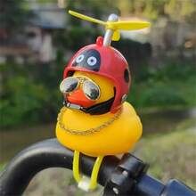 1pc Duck Bicycle Bell, Rubber Duck Bicycle Motorcycle Accessory, Yellow Duck Car Dashboard Decor, Cute Propeller Handlebar, Squeeze Duck Bicycle Horn, With Propeller Helmet - Gift For Duck Lovers - one-size - View 6