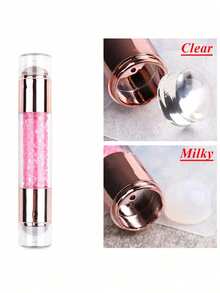 3件套亚克力彩色钻石双头硅胶美甲模板印章转印笔美甲工具，双头硅胶美甲印章带水钻装饰 - 不含甲醛，适用于DIY美甲和足部修复、电镀，透明乳白色，印章工具使用透明硅胶印章和刮刀，实现快速简便的美甲方法 - 彩色 - 查看 5