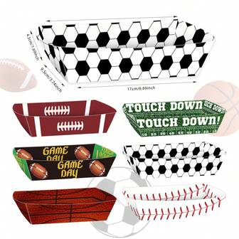 12pcs Sports Ball Shaped Disposable Bowls, Nachos Tray - Ideal For Football Party Decorations And Favors, Suitable For Birthday And Picnic Parties