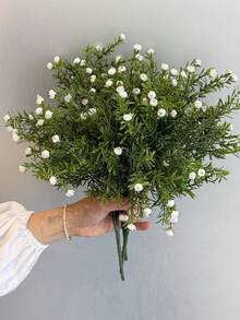 1 Bündel künstliche 7-Gabel Vollstern Griffkopf, Simulation 7-Gabel Kegel Stein Blume Griff Gras, Weiß, PE Material, künstliche Blumen, Simulation Pflanzen, für Outdoor-Veranstaltungen, Feiertage, Geburtstage, Hochzeiten, Partydekoration, Terrasse, Eingang, Esszimmer, Wohnzimmer, Schlafzimmer, Garten Dekoration, Heimdekoration - Grün - Übersicht 5